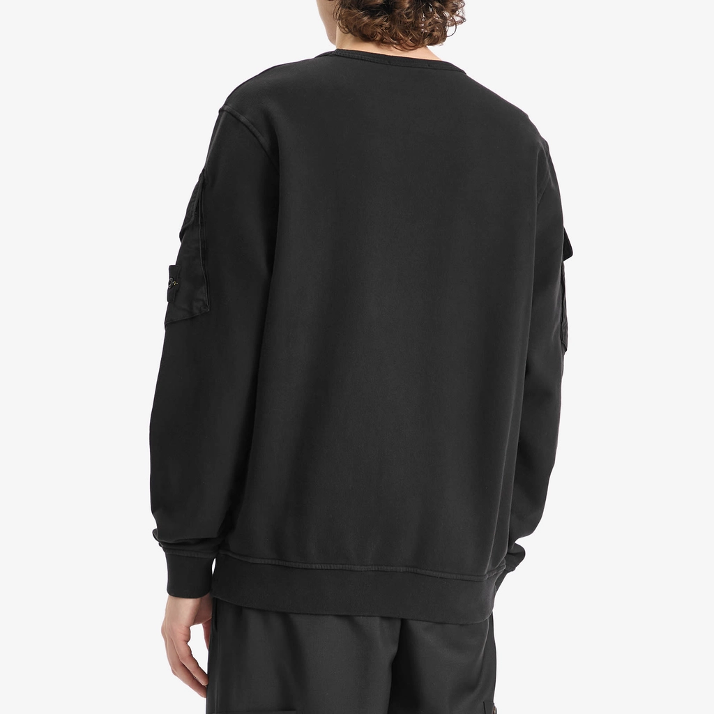 Stone Island Men's Brushed Fleece Cargo Pocket Sweatshirt Black